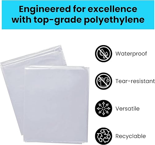 Miniatura 5 de VICMORE - Paquete de 2 paños de plástico para pintura de 4 pies por 12 pies, lámina de plástico transparente impermeable