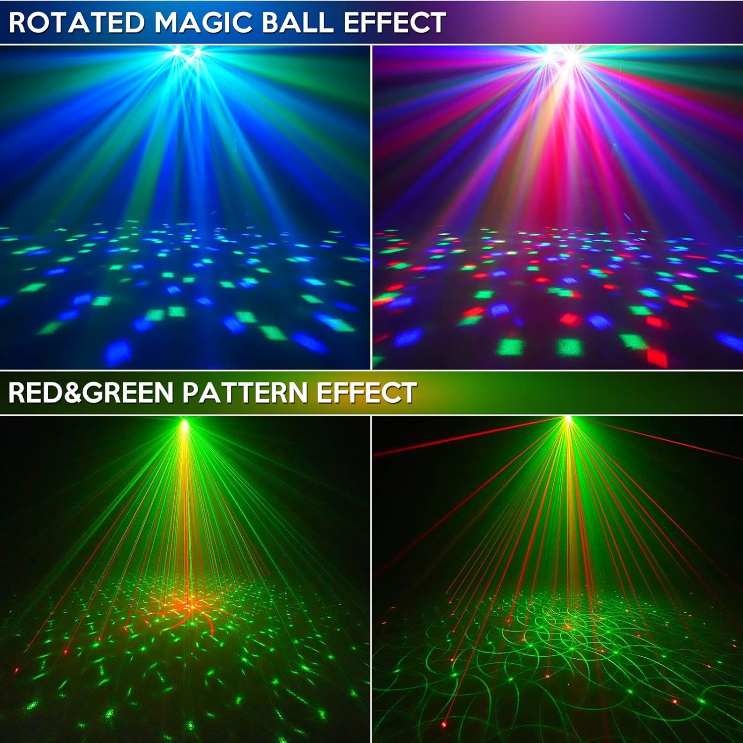 Luces de DJ con soporte, luces de fiesta DJ discoteca activadas por sonido, luz de fiesta 5 en 1 con bola giratoria, estroboscópico, UV, iluminación LED colorida par y patrón para concierto