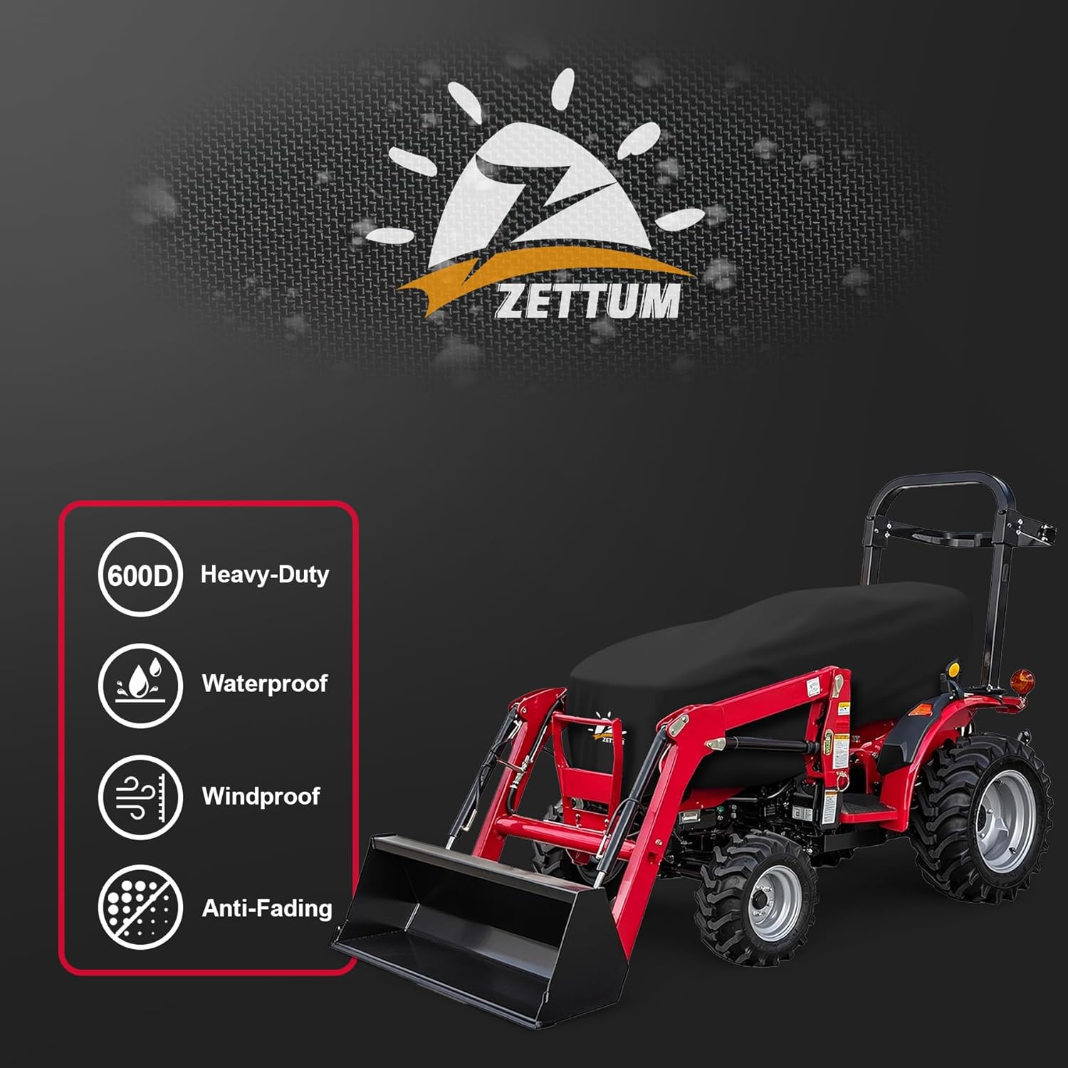 Zettum Tractor Cover - 600D Compact Tractor Cover, Waterproof Tractor Operator Area Covers, Protects Seat & Controls from Rain and Sun, Compatible with John Deere, Kubota, Mahindra and More