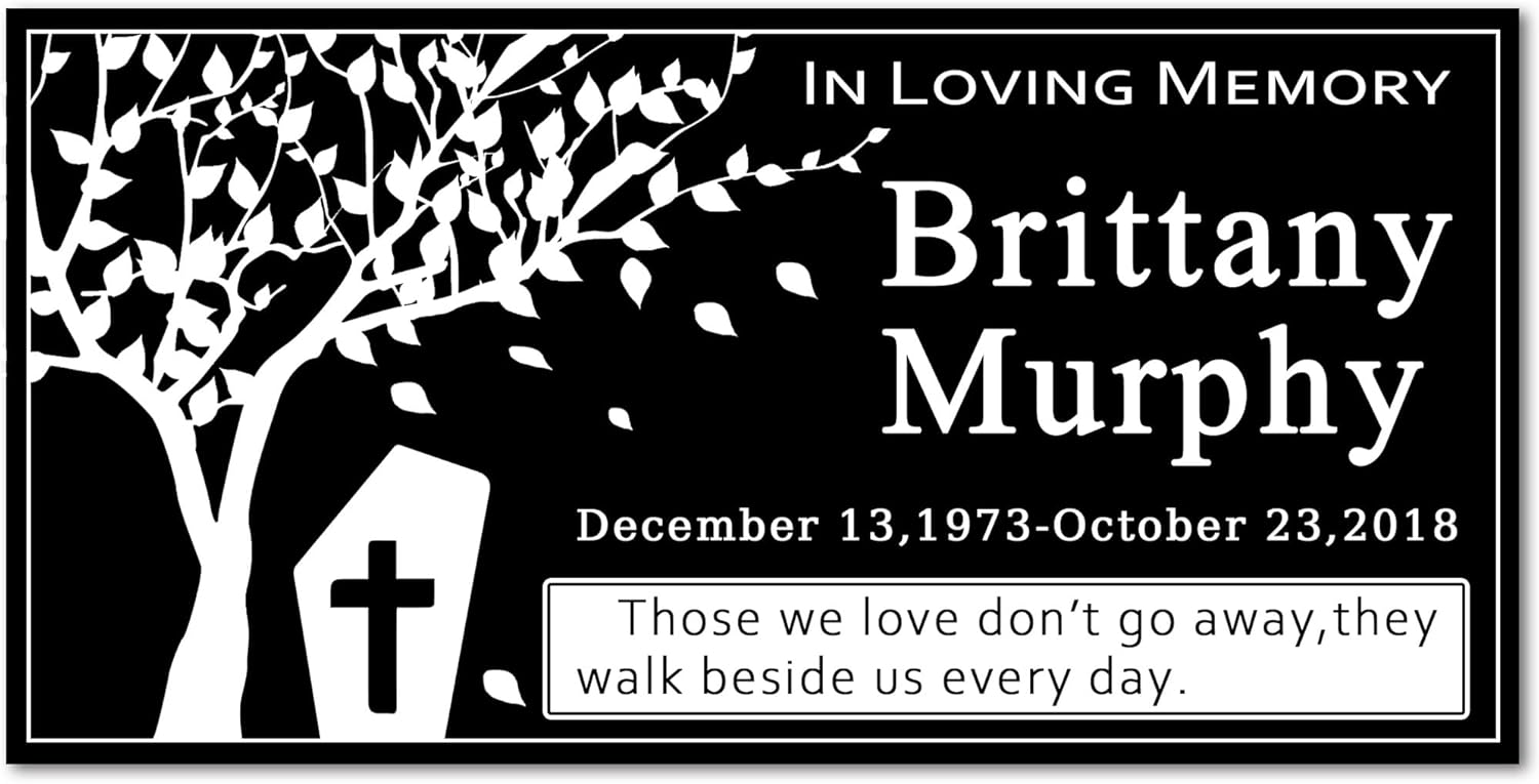 Personalized Human Memorial Stones, Black Granite Memorial Garden Stone, Gifts for Someone Who Lost a Loved One, or Pet, Dog, Cat (Tree & Tomb, 24x12 inches (60x30cm))