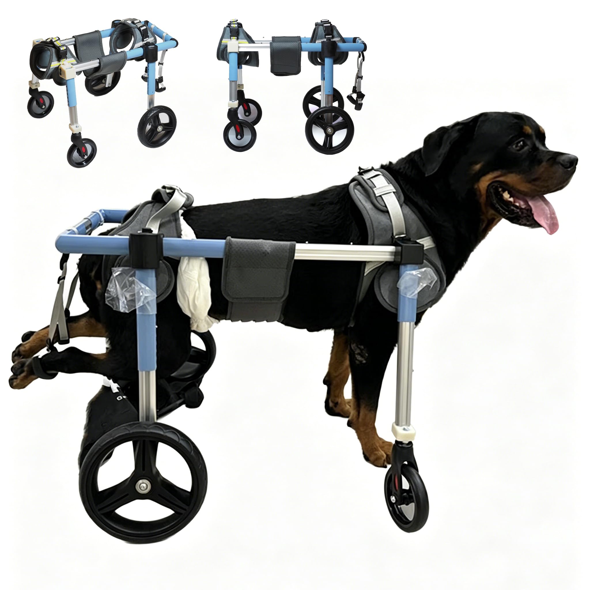 Mothdust Carrellino per Cani 4 Ruote Lunghezza Larghezza Altezza Regolabile Supporto Corpo Completo per Cani Disabili Paralizzati Anziani Riabilitazione Assistenza Mobilita Carrello(M)