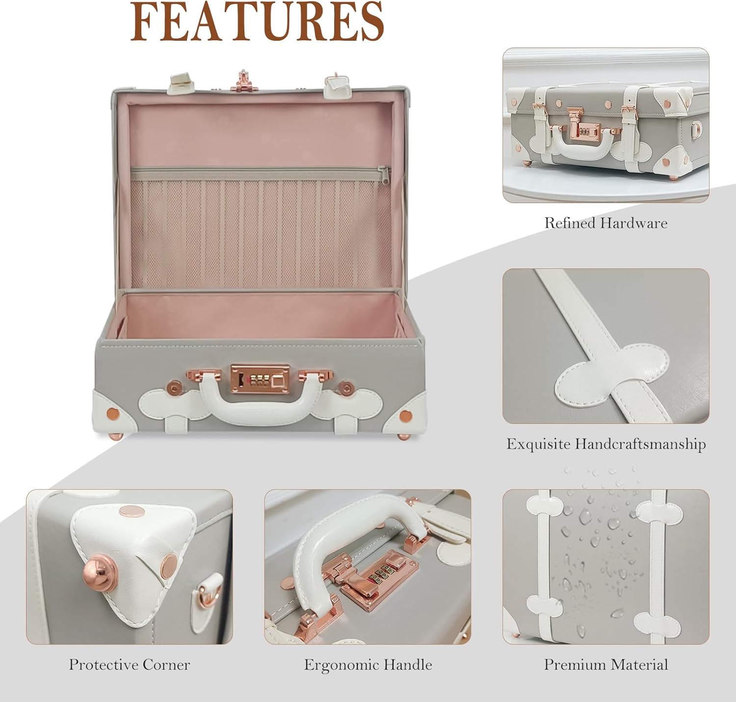 Unitravel Baby Keepsake Case, Handmade Memory Storage Box, Newborn Keepsake Box, Vintage Suitcase for Baby Shower, Baptism, Naming Ceremony or Birthday