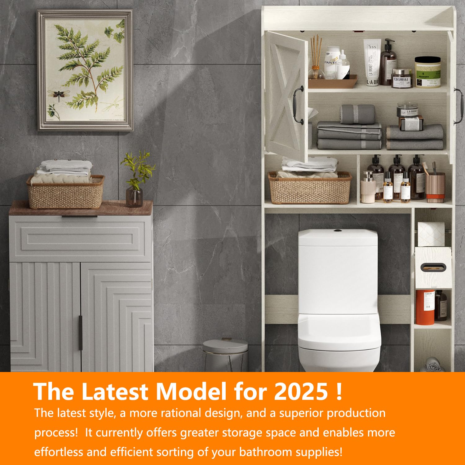 Gracie Oaks Over The Toilet Cabinet, Freestanding Toilet Storage Rack With 2 Doors Wooden Bathroom Storage Over Toilet Organizer With Adjustable Shelf For Bathroom Restroom Laundrywhite W111851520