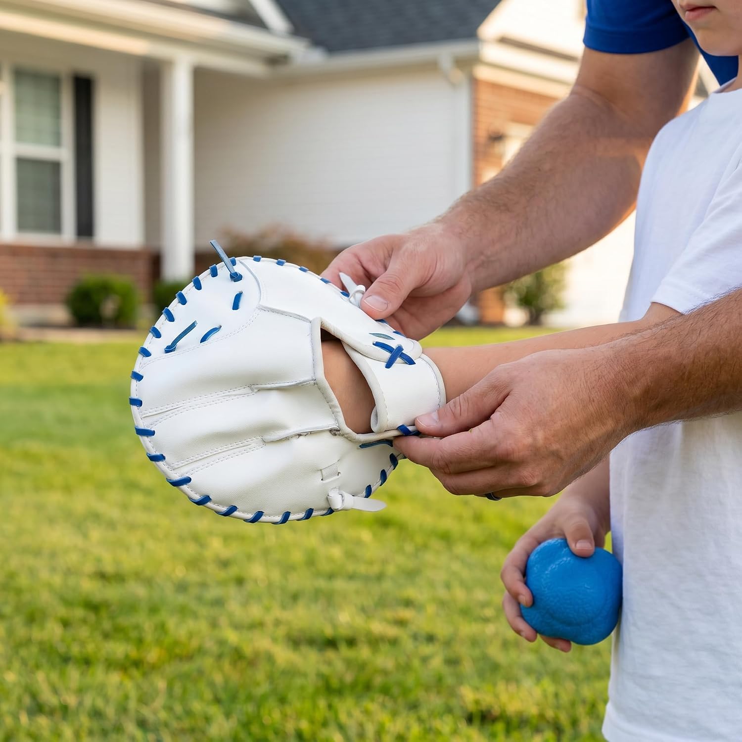 Pancake Glove Baseball Youth & Flat Gloves Softball Trainer with Agility Reaction Ball - Infield Mitt to Build Soft Hands (Ages 6-12, Right-Hand Throw)