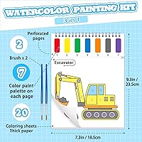 Vista 5 de Libros de pintar con agua SOCOLER para niños pequeños, papeles de pintura de acuarela sin desorden con tema de tráfico para niños, kit de pintura