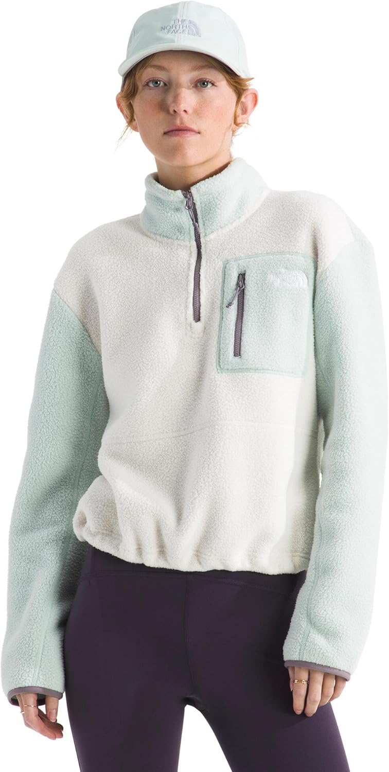 The North Face womens Yumiori Quarter Zip Jacket - Lightweight Fleece Pullover With Embroidered Logo, Secure Zip Pockets