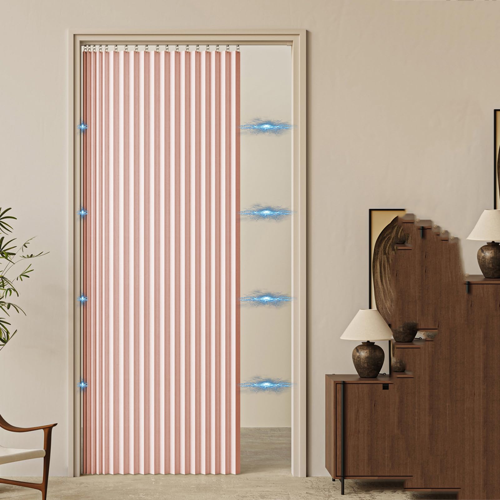 Separador magnético para habitación, sin taladro, térmico, plegable, para sala de estar, montaje adhesivo, 120 x 200 cm, protección contra el viento
