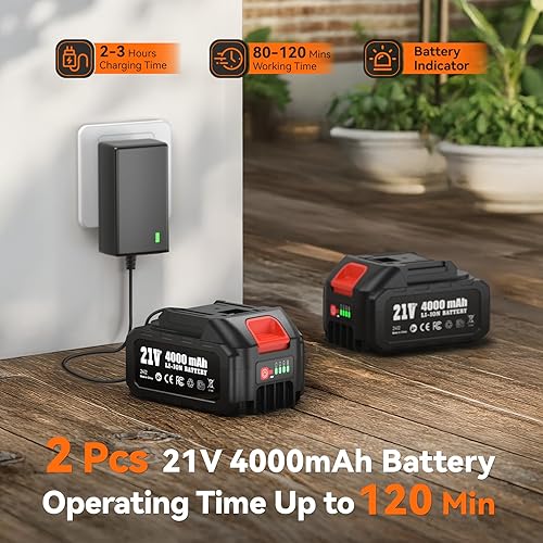 Miniatura 3 de TaskStar Sierra de poste 2 en 1 para recorte de árboles, motosierra mini inalámbrica de 8 pulgadas con poste extensible, motor sin escobillas, con 2