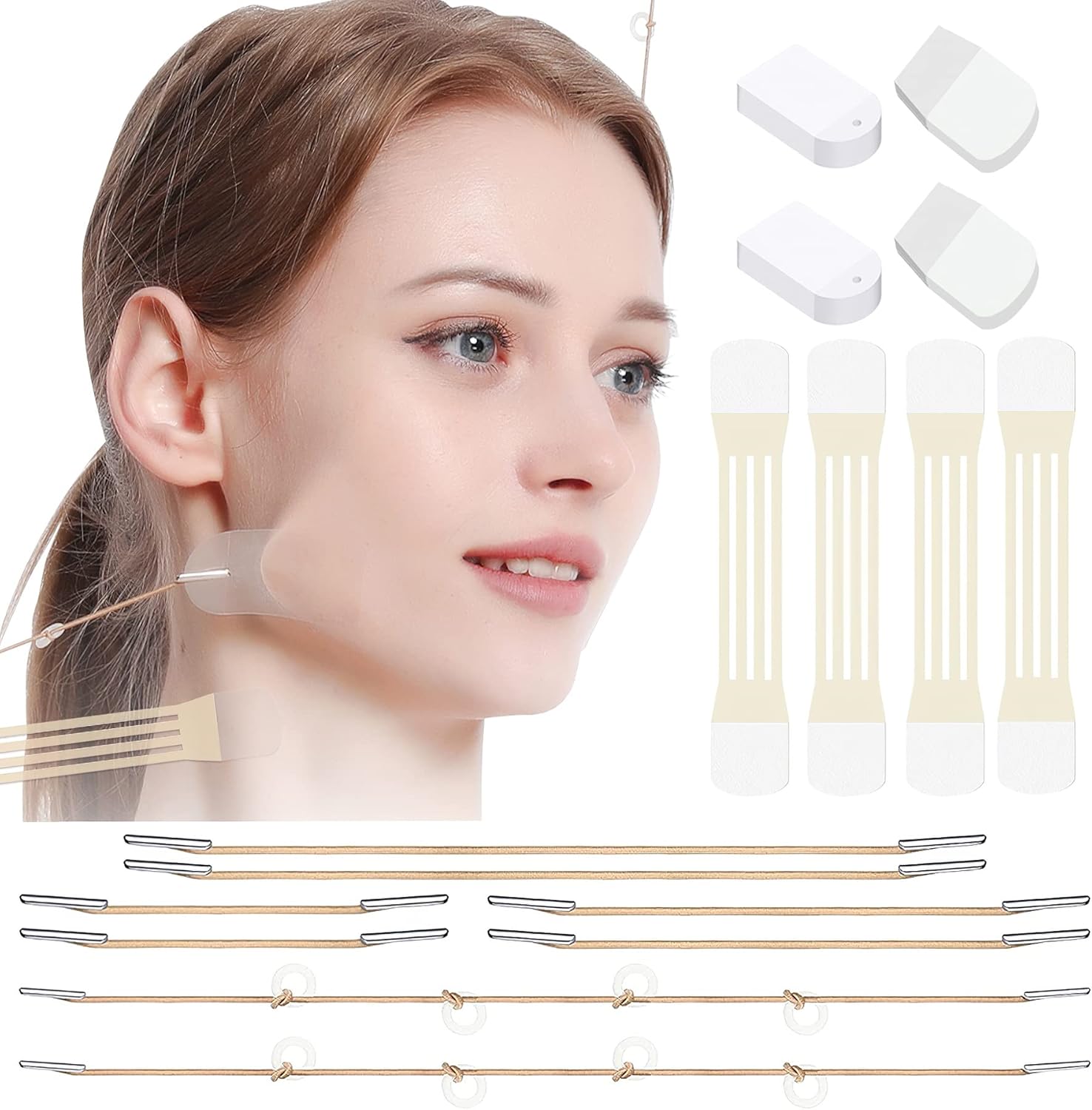 Face Neck Lift Tapes, Facelift Bands with Fixed Rope, Face Neck Lift