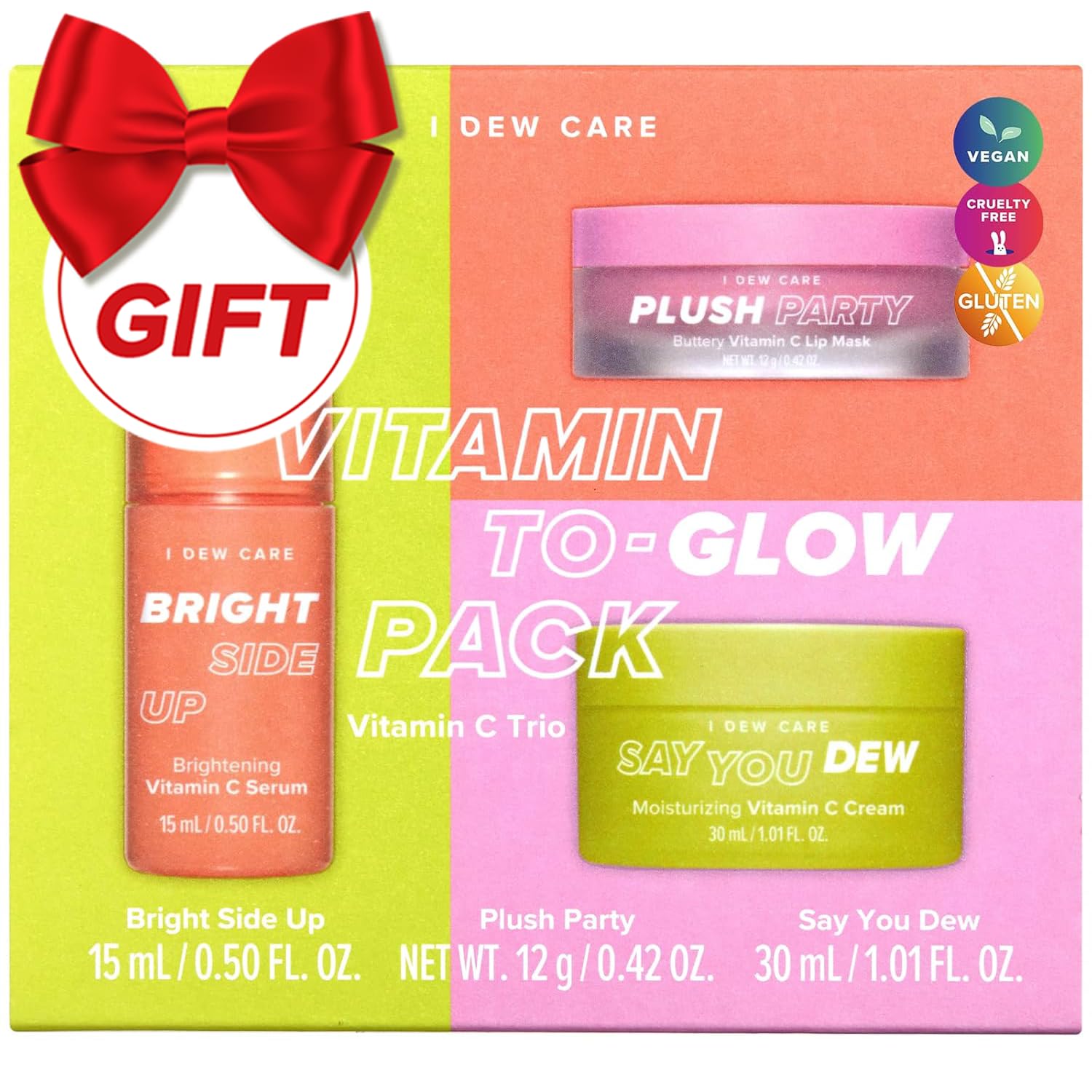 Skin Care Set - Vitamin To Glow Pack | Kbeauty Facial Kit, Hydrating, Brightening, Moisturizing Glow Set, Vegan, Travel Size, Beauty sets for Teen Girls, Gifts for Women, Stocking Stuffers