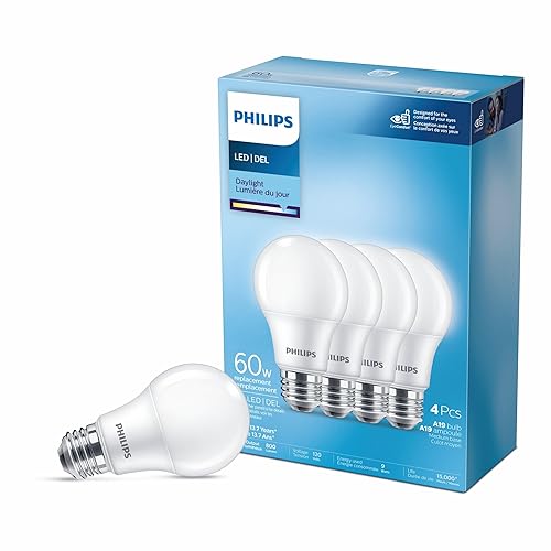 Philips 463398 Led 60W A19 Daylight Non Dimmable(5000K)-4 Count - Daylight