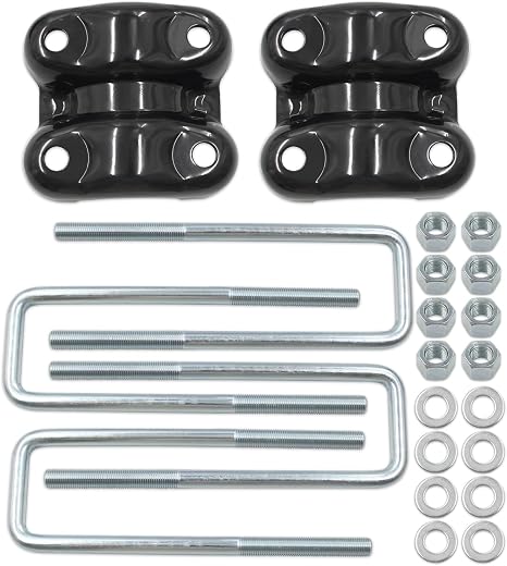 QGHAUC Rear Axle U-Bolts & Plates Compatible with Chevy GMC C1500 K1500 Silverado Tahoe Yukon Cadillac Escalade 1988-2000 ...