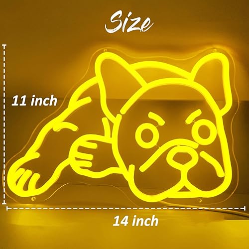 Miniatura 5 de Neisouf Letrero de neón LED de Bulldog francés para decoración de pared, luz LED de neón con USB de 5 V, regalo para dormitorio, habitación, tienda,