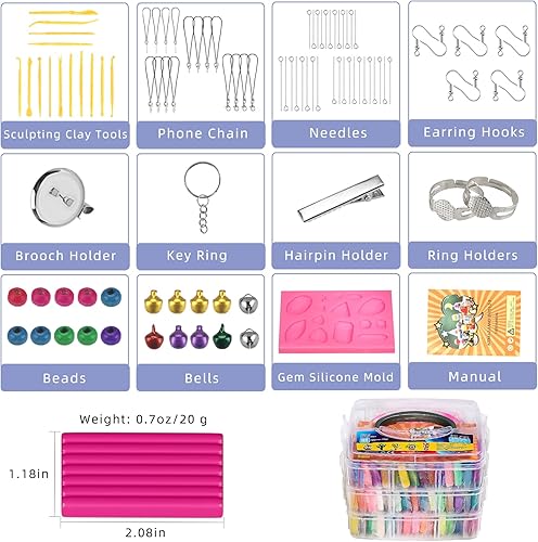 Miniatura 4 de Arcilla polimérica de 70 colores, arcilla para modelar para niños, kits de iniciación de bricolaje, modelo de arcilla para horno, no tóxica,