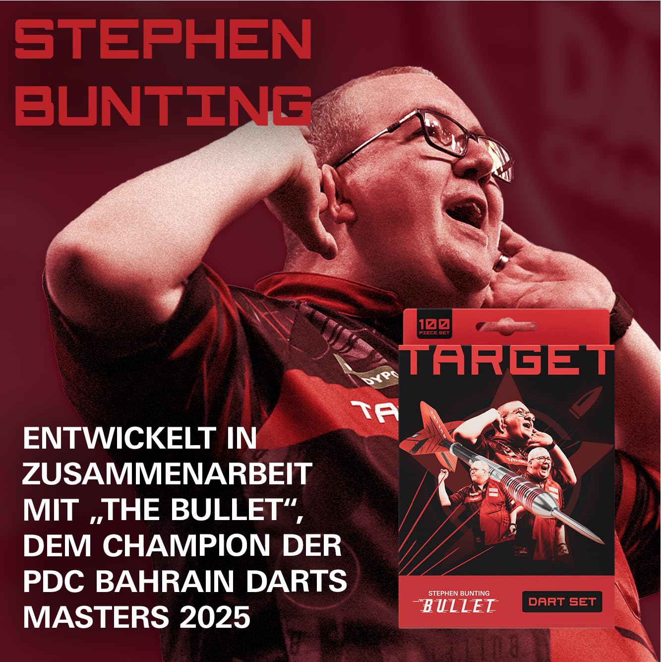 Target Darts Stephen Bunting Messing-Dartset mit 100 Teilen