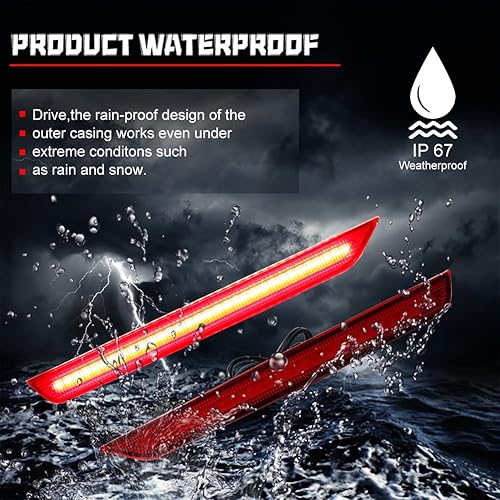 Miniatura 8 de GTINTHEBOX Para 2011 2012 2013 2014 2015 2016 2017 Honda Odyssey LED trasero niebla parachoques reflector freno cola secuencial luces de señal de