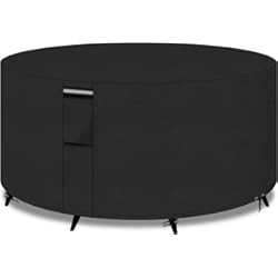 Forros Para Muebles De Jardin PATIO PLUS Funda Mesa Jardin, Funda Muebles Exterior Ø180X80cm Fundas Pare Mueble de Jardin Redonda Cubierta de Mesa de Patio Tela 600D Impermeable Anti-UV, Negro