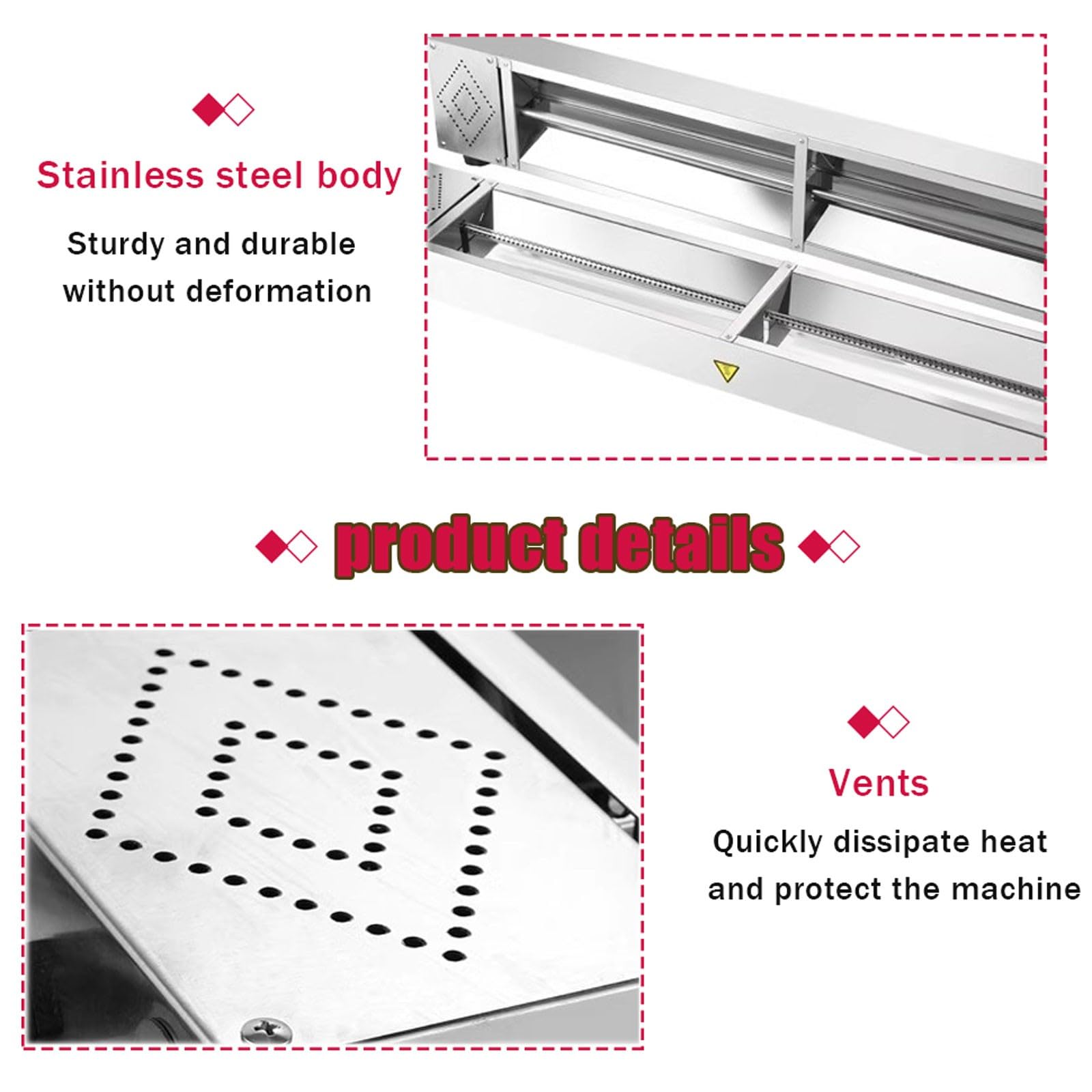 Lámpara de Calor de Alimentos, Lampara Calentamiento de Comida Acero Inoxidable, Calentadores de Alimentos para Buffet, Temperatura Ajustable de 30-85℃, 60/90/120/150cm(Size:60cm)