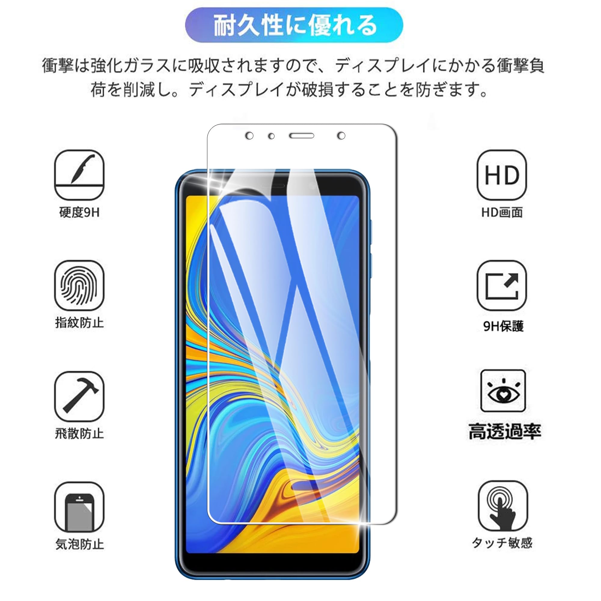 Amazon.co.jp: ギャラクシーA7 2018/2019 用強化ガラスフィルム