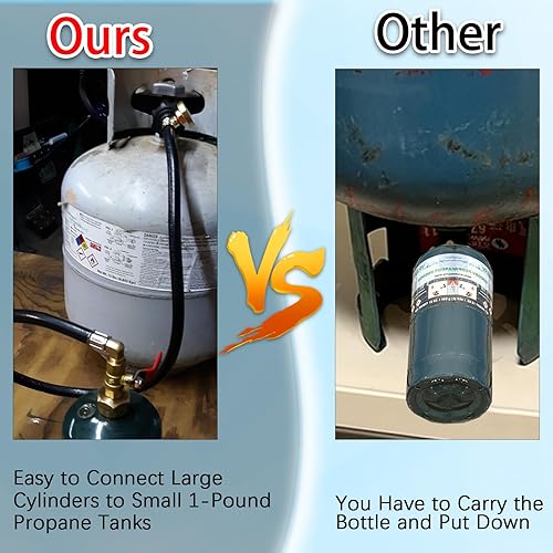 Miniatura 6 de Kit de manguera de repuesto de propano mejorado, manguera de recarga de propano de 36 pulgadas para tanques de 1 libra, adaptador de llenado de