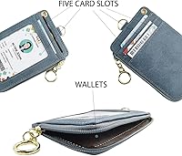 Vista 5 de bolimoss Soporte para tarjeta de identificación con cordón para el cuello, cartera de piel sintética, cordón rosa con soporte para identificación