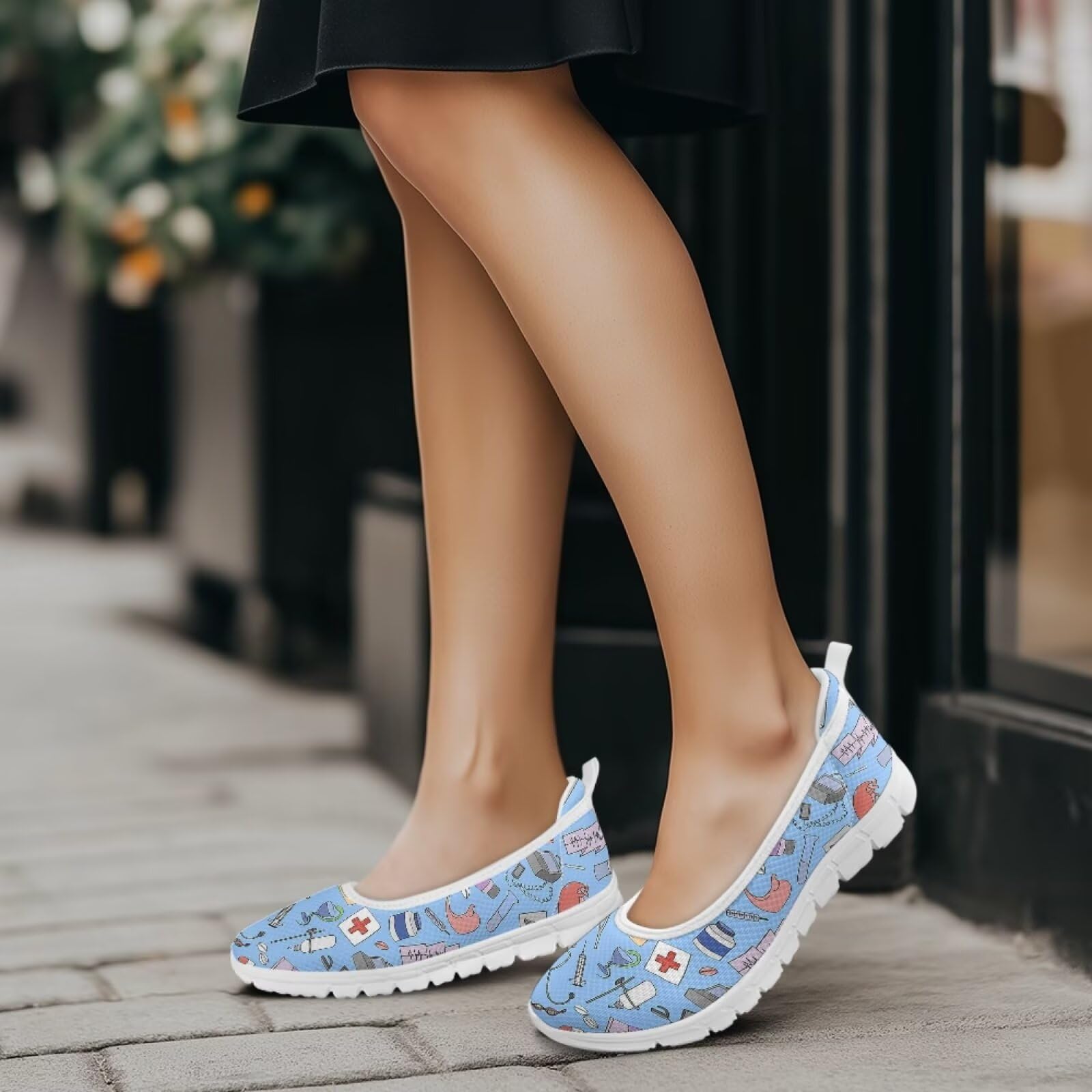 chaqlin Damskie buty do biegania, płaskie buty na bose stopy, lekkie damskie wsuwane buty do chodzenia, buty pielęgniarskie