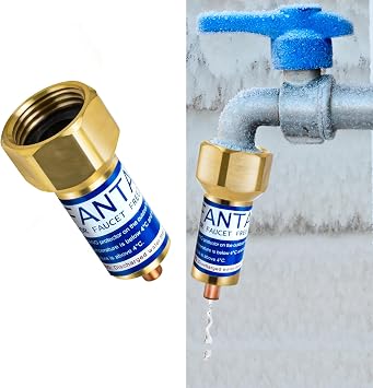 1PCS Brass Outdoor Faucet Freeze Protector, Heavy Duty Garden Faucet Freeze Prevention Valve Winter Frost Proof Faucets Protection Cover for Lawn Yard Farm Spigot with Tape for 3/4 Inch Thread