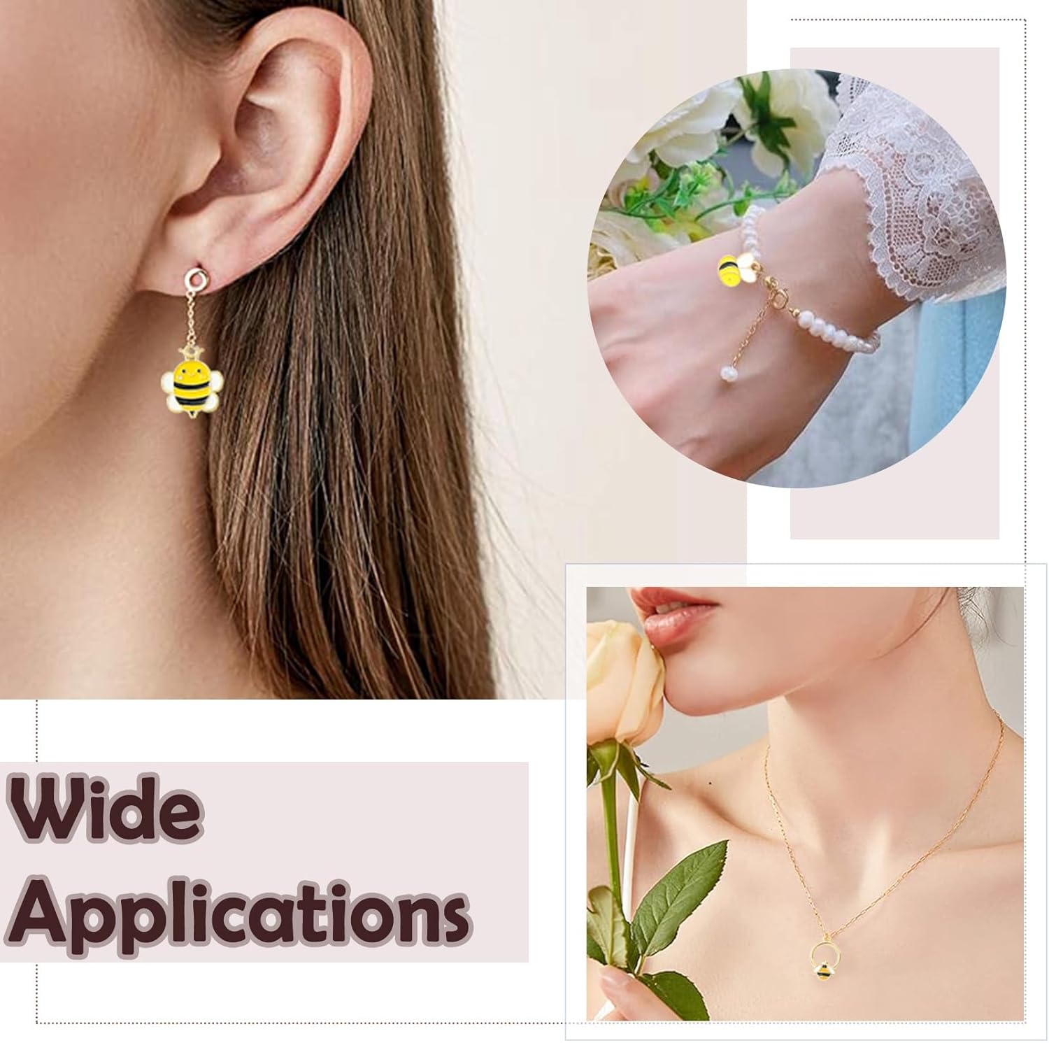 UR URLIFEHALL 36 pcs 12 Styles Enamel Bee Charms Mini Cute Honeycomb Honey Jar Charms for DIY Earrings Bracelet Necklace Jewelry Making Supplies - Image 7