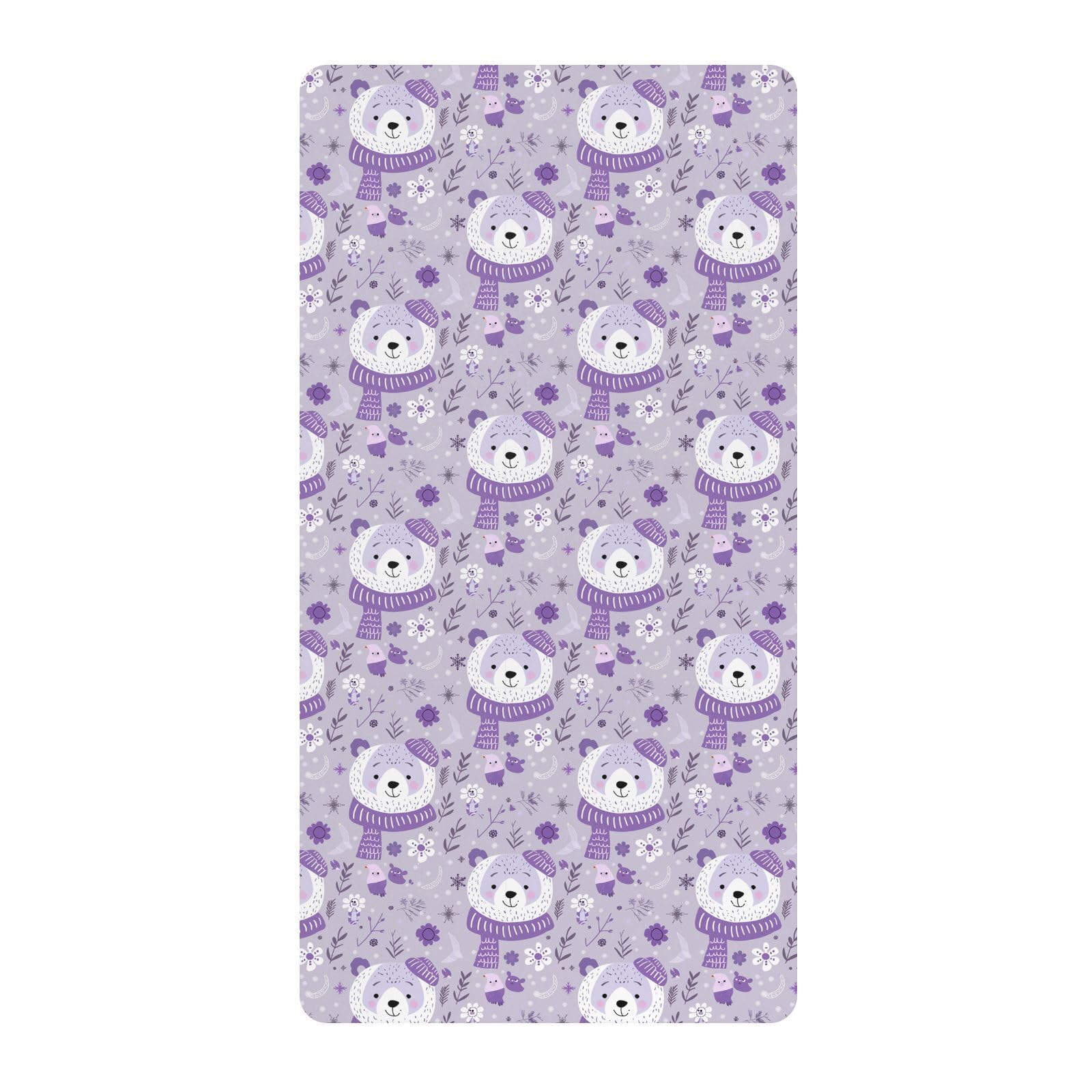 Sábanas de algodón para cuna de bebé, suave, diseño de oso lavanda, funda de ropa de cama para guardería, 1 paquete de juego de sabanas para 52 x 28 pulgadas