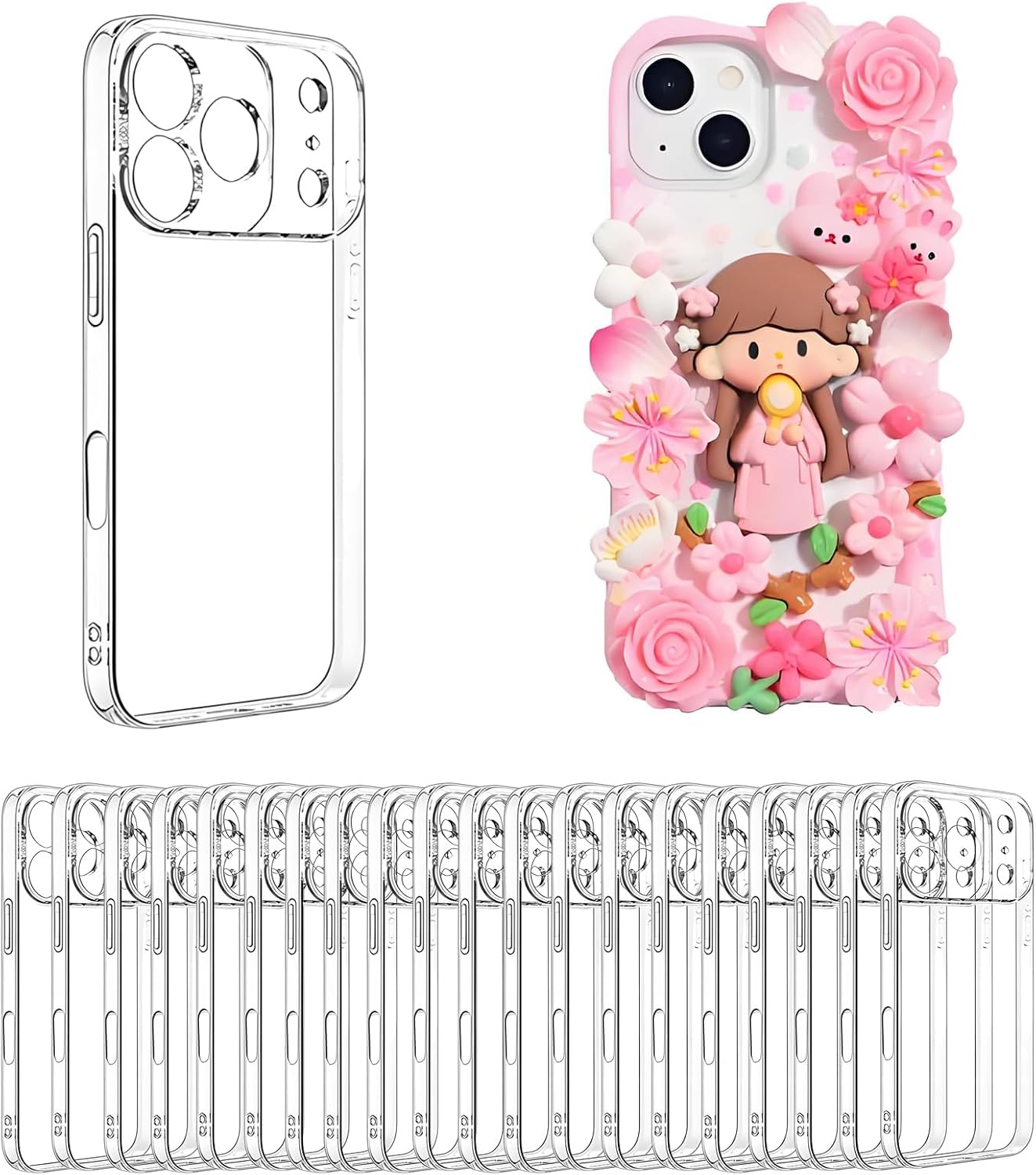 20 Pcs Blank Phone Cases for iPhone 15, TPU Shockproof Phone Shell, Clear Phone Cover, DIY Handmade Materials and Personality (Blank Cases only, All Cases for 1 Model)