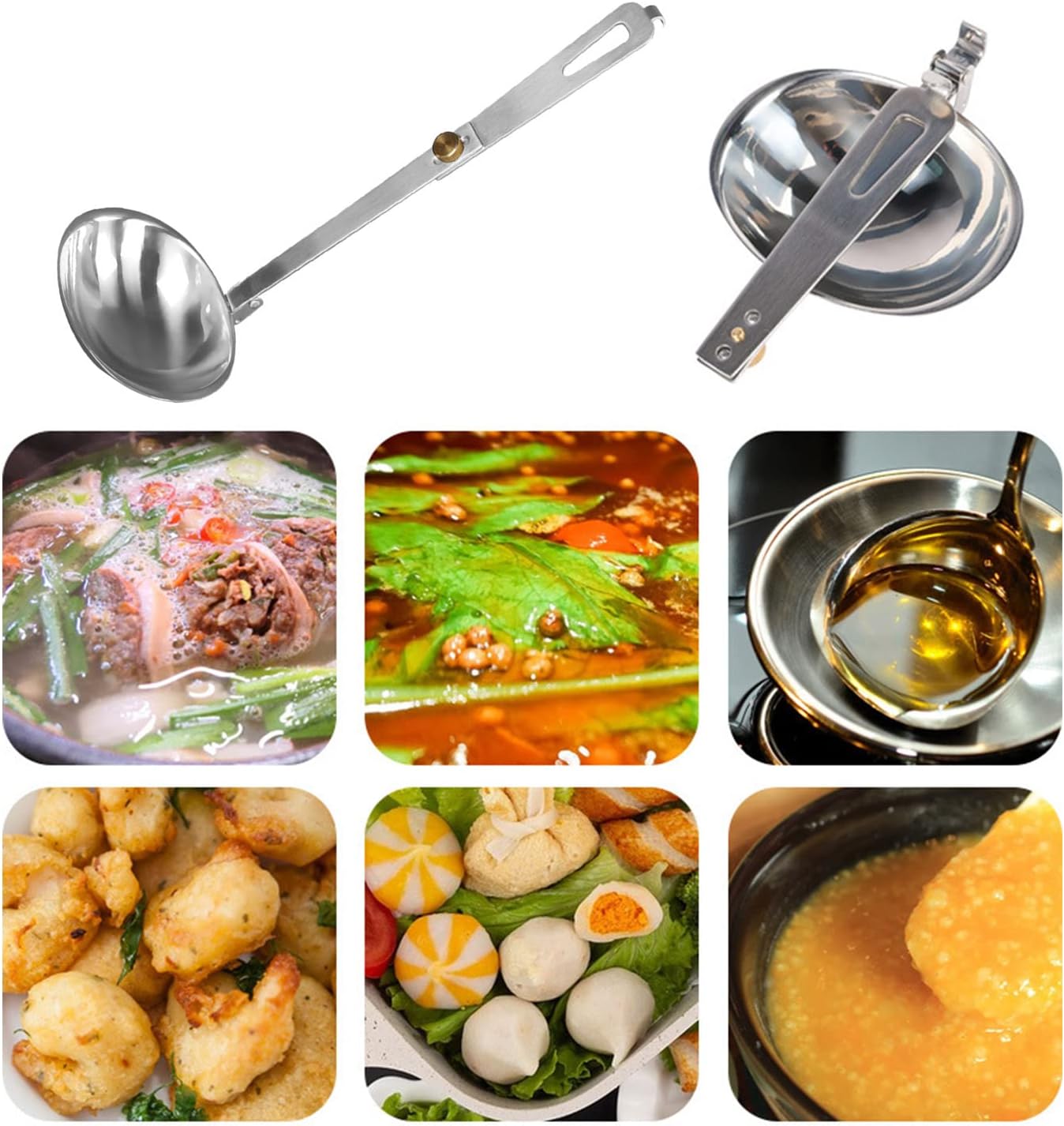 Mess Kit, Outdoor Camping Tableware Foldable Spoon Soup Ladle Stainless Steel Abrasion-Resistant Portable Cooking Spoon Utensil