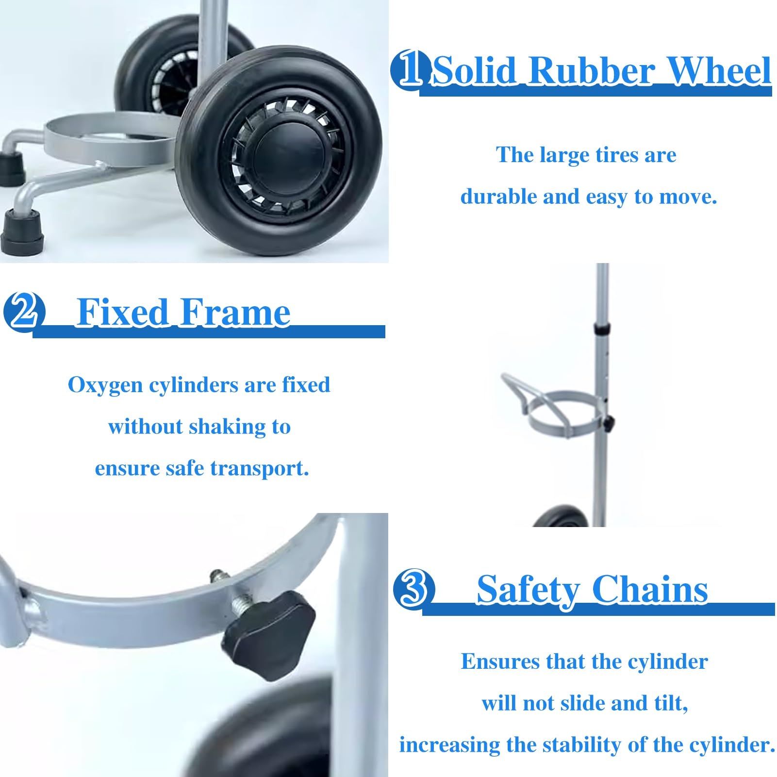 Soporte Bombona Oxigeno Soporte para Carrito con Ruedas para Un Solo Cilindro de Oxígeno, Regulador de Tanque de Soldadura para Argón y CO, Estante de Almacenamiento para Tanque de Oxígeno Médico Port