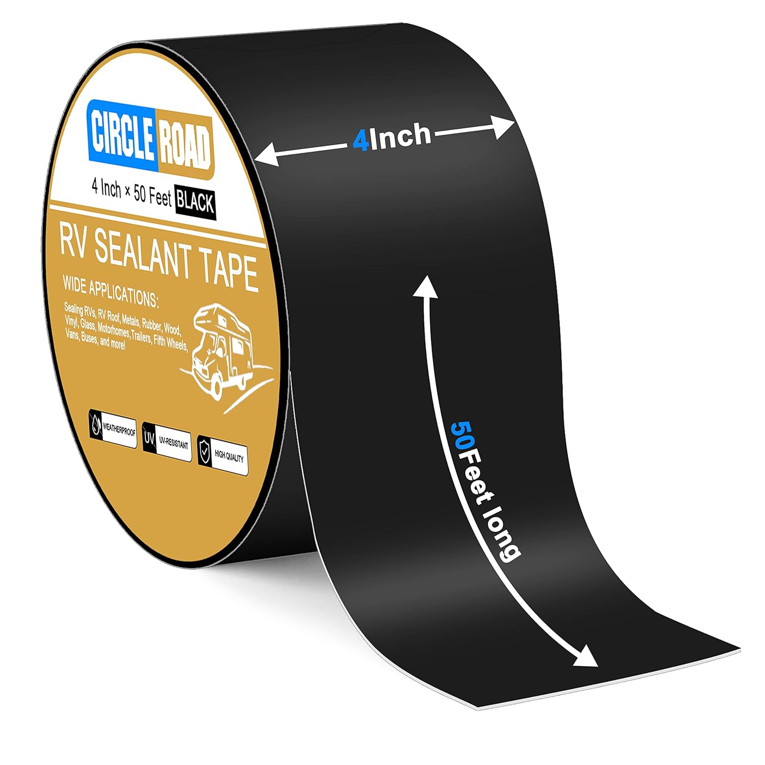 Buy Butyl Sealant Waterproof Tape, RV Roof Tape Black, 4 Inch X 50 Feet