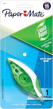 Paper Mate 660415 Liquid Paper DryLine Grip Correction Tape Dispenser, Pack of 1