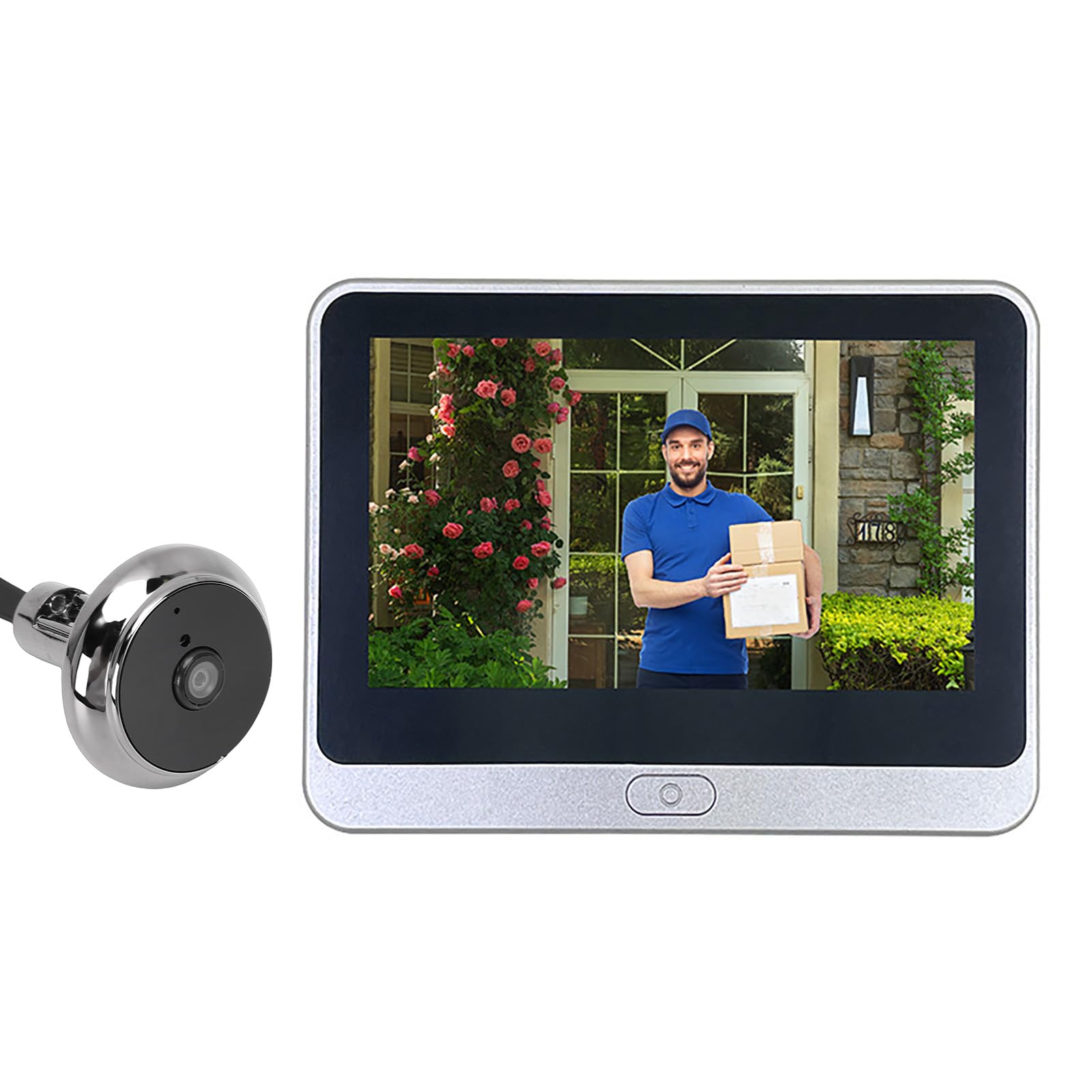 Timbre con Vídeo Inteligente 1080P, Timbre Visual Inteligente con Pantalla LCD de 4,3 Pulgadas Detección de Movimiento PIR Reducción de Ruido de Conversación Bidireccional, para