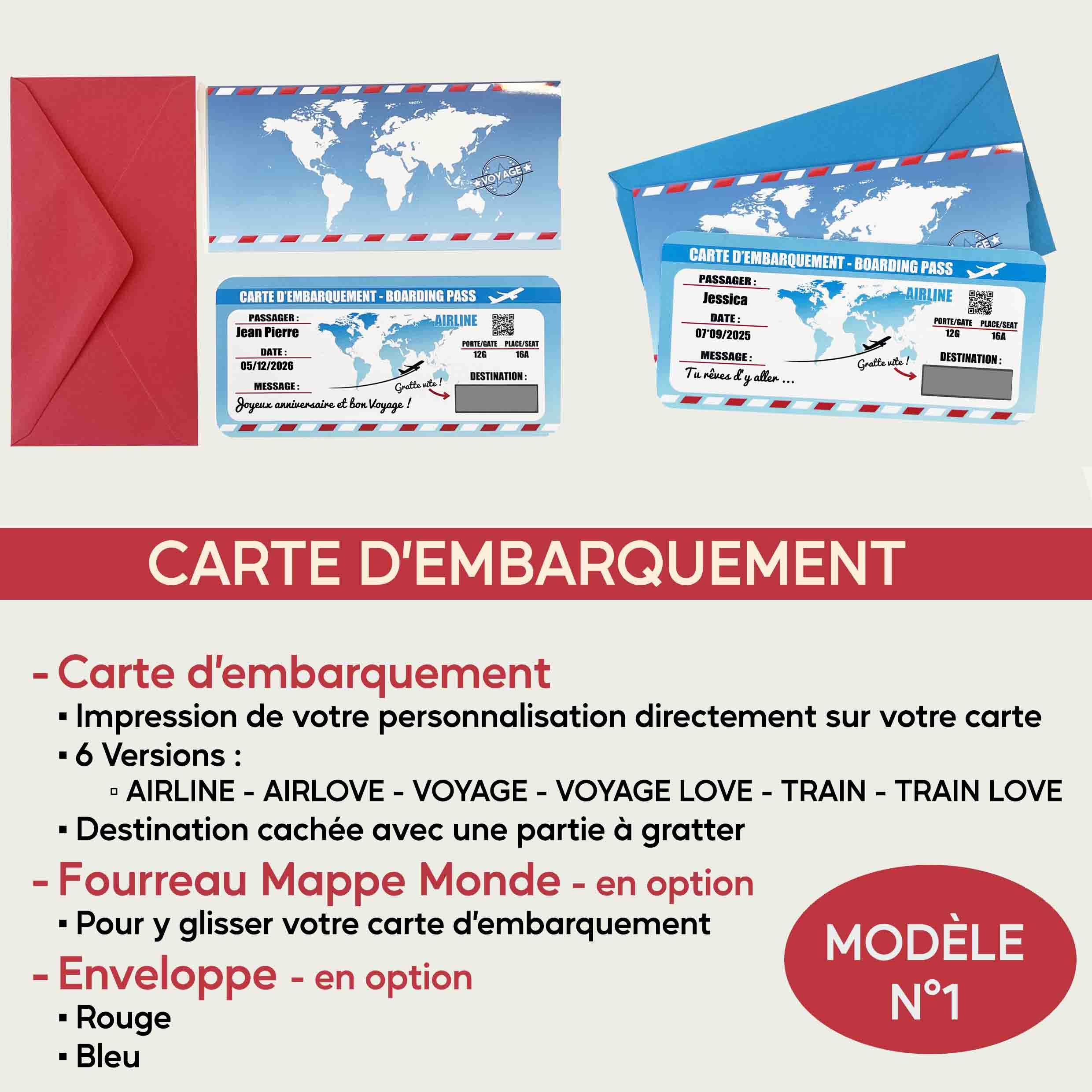 Carte Cadeau Voyage Carte Embarquement Personnalisée