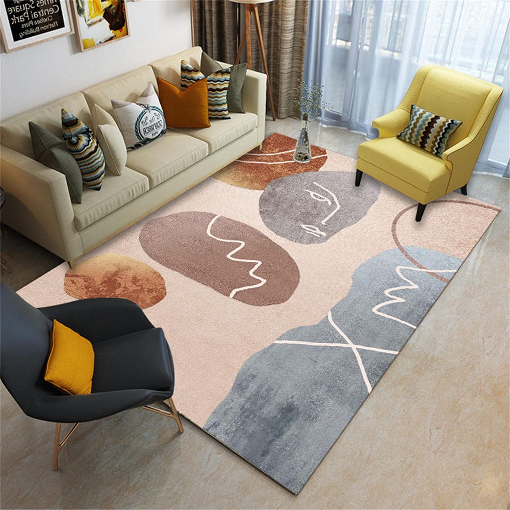 Tapis de salon design moderne gris rose pour une decoration de chambre chaleureuse