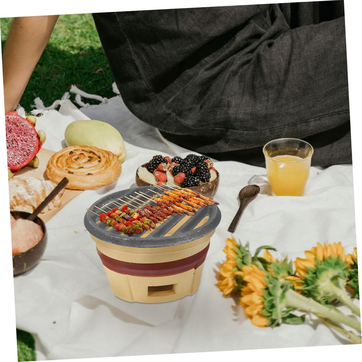 UPKOCH Cast Iron Cooking Grate for BBQ Round Grate Accessories for Charcoal Grills Easy to Clean for Outdoor Cooking