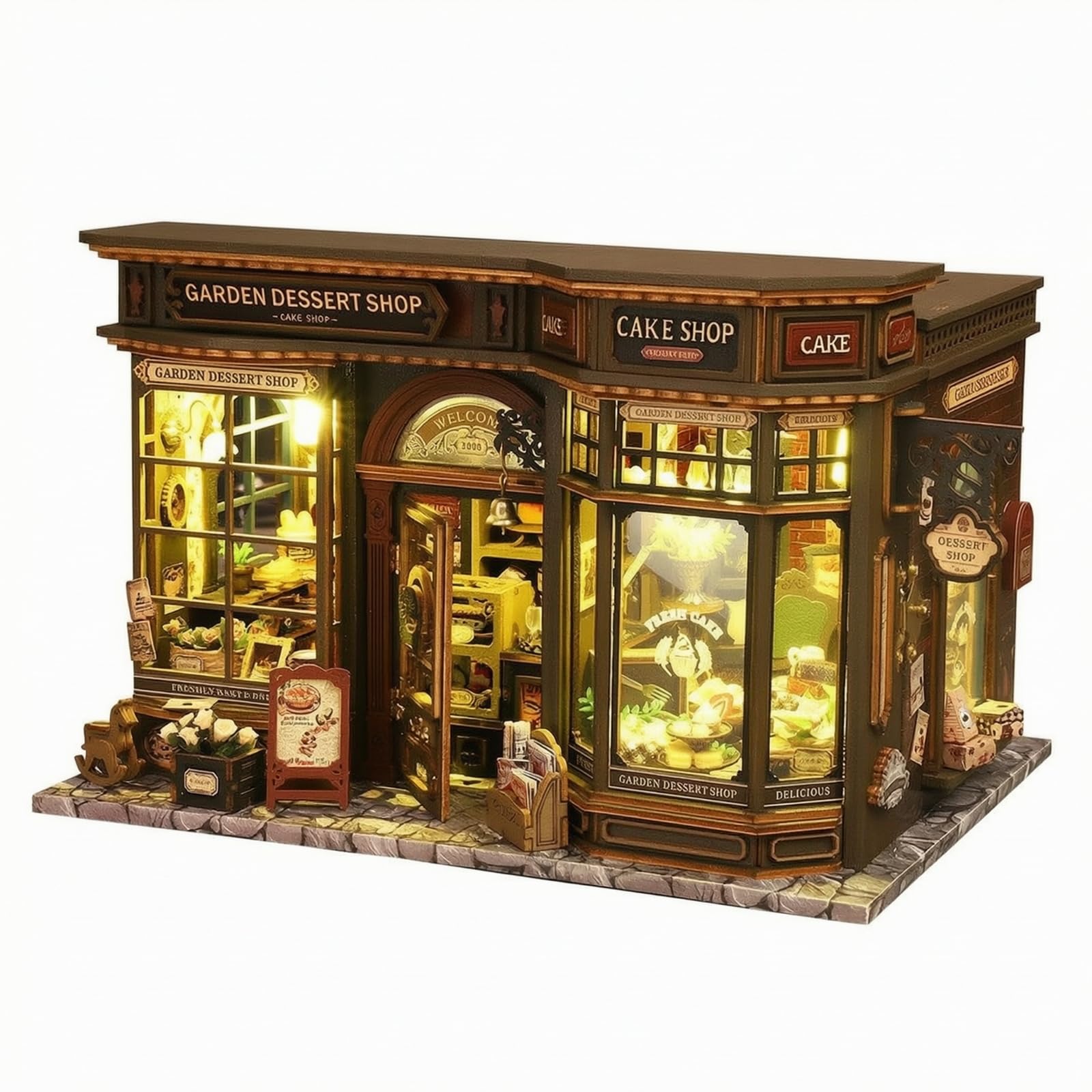 Scène de jardin miniature | Créatif, maquette de magasin de desserts avec boîte baría, éducatif, assemblage d'une tente douce en miniature