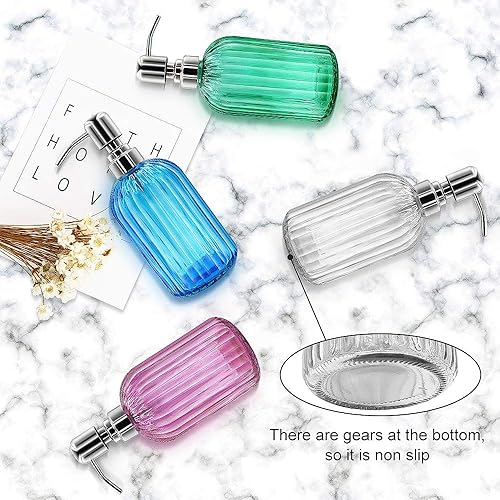 Miniatura 6 de Dispensador de jabón  Paquete de 2 dispensadores de jabón de vidrio de 14 onzas con bomba de acero inoxidable a prueba de óxido, dispensador de