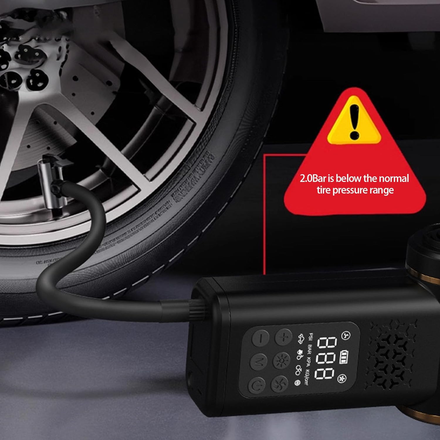 Cordless Car Vacuum & Tire Inflator 5-in-1 with Digital Display,Rechargeable 150PSI/10.5Bar Auto-Stop Air Pump,Dust Blower,LED Light – Portable Emergency Kit for Car,Motor,Bike & Camping,Black