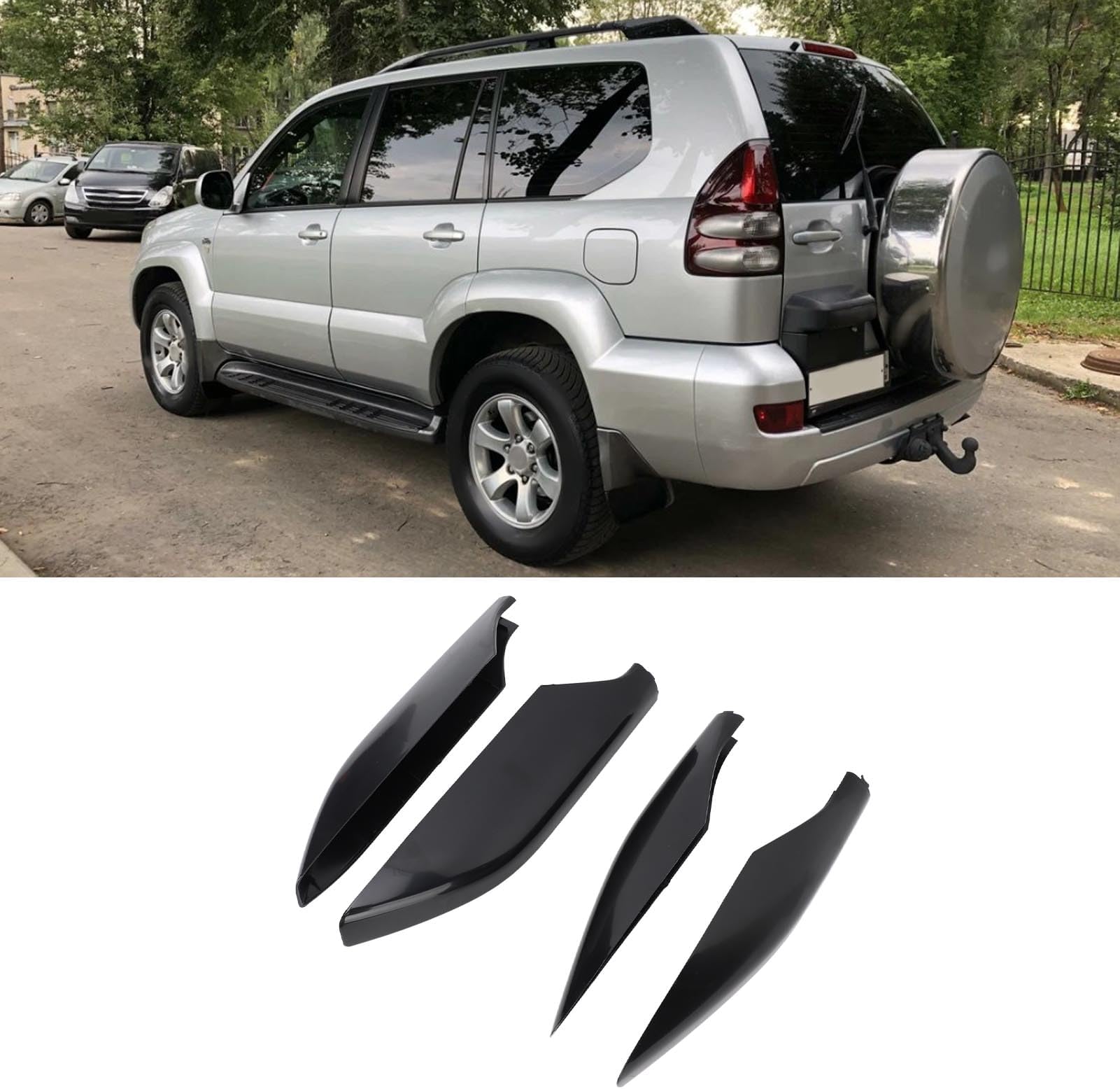 Roof Rail Rack Cover, 4Pcs Exterior Roof Rack Rail End Cover Shell Replacement for Land Cruiser Prado FJ120 2002 to 2009, Plastic Roof Rack Rail End, Car Accessories (#1)