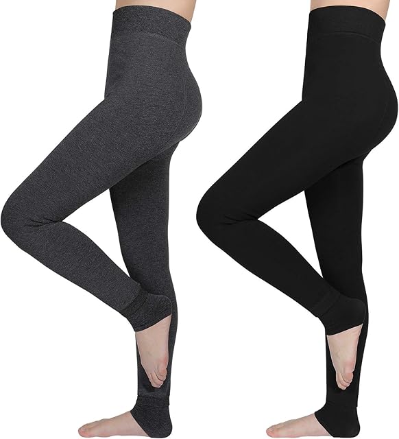 AIMTOP 2 Pack Women Leggings Winter Thick Warm Fleece Lined Thermal Stretchy Leggings Pants, High Waisted Full Length Thermal Leggings for Women