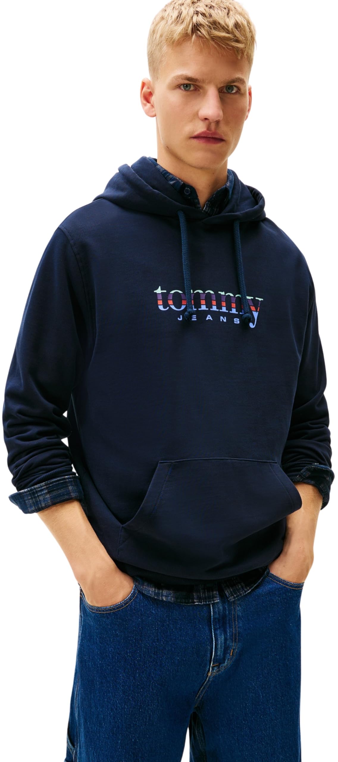 Tommy Jeans Men's TJM Reg Entry DNA Play Hood Dm0Dm22642 Pullover Hoodie, Blue (Dark Night Navy), XL