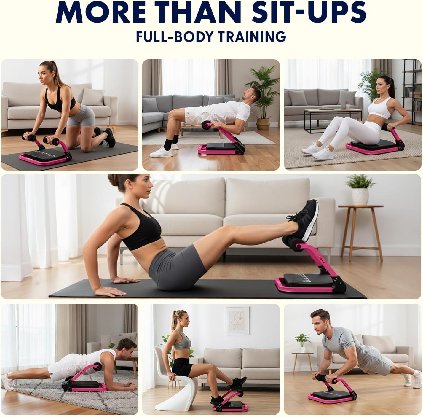 Squatz Ab Machine for Stomach Workout – Core & Sit-Up Exercise Equipment with 3 Resistance Levels for Home Gym, Adjustable Ab Trainer for Full-Body Workout with Automatic Rebound, 350 lbs Capacity