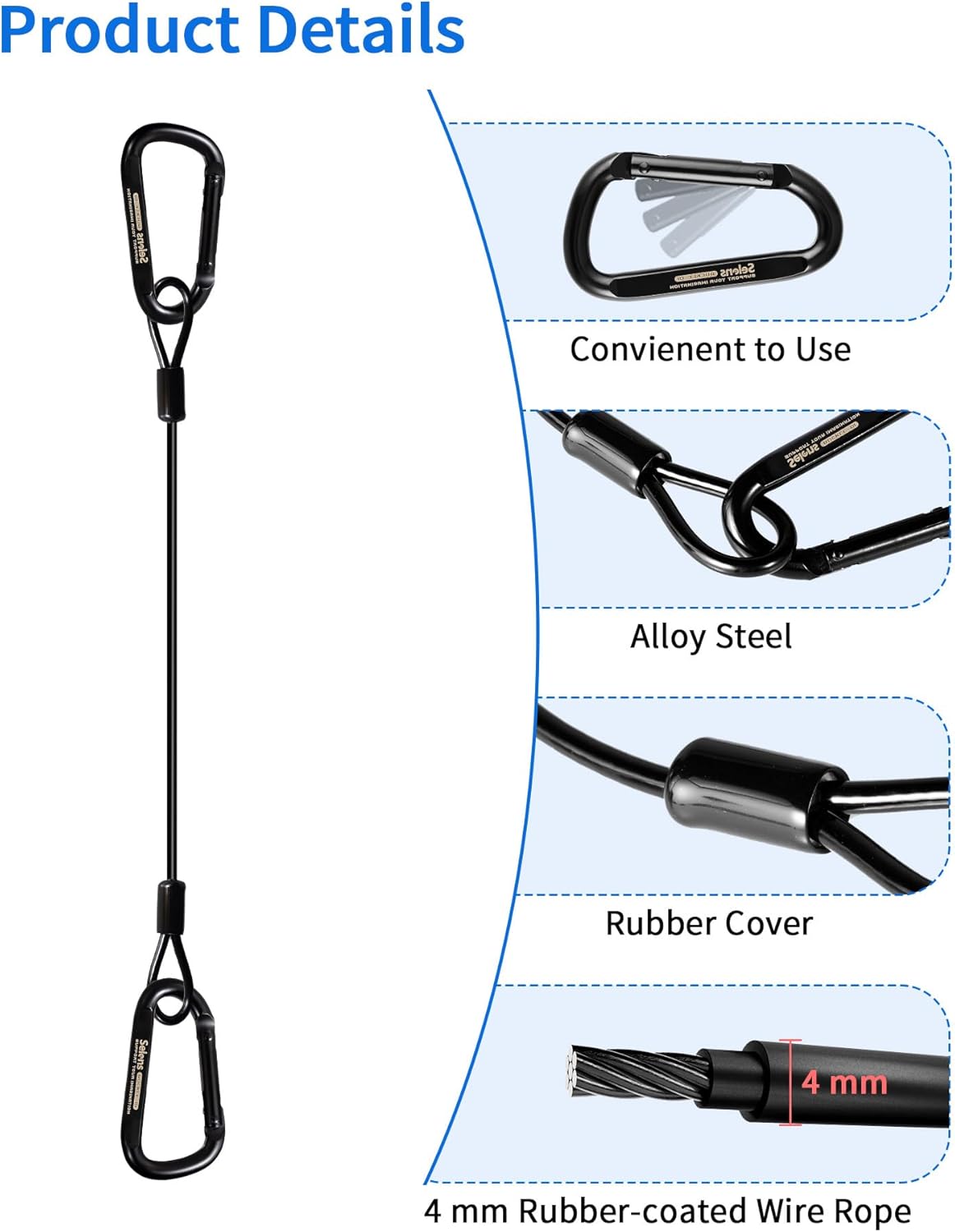 Selens Electrical Tape Holder for Gaffers Tape, Quick Lock Steel Clip Snap Hooks with 15" Hanging Rope for Photography, Film, Stage and Television Production Carrying Tools