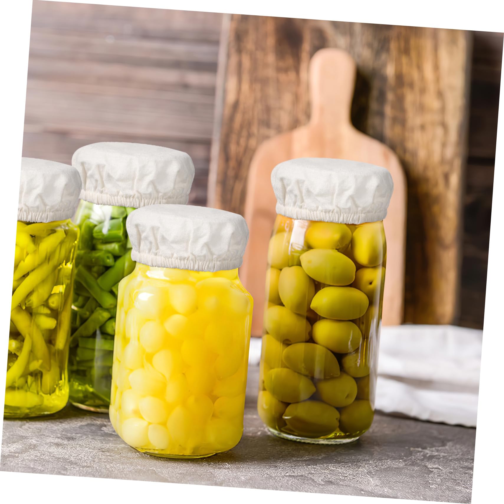 IMIKEYA 5 set di copertura in tessuto per serbatoio, coperchio superiore, ciotola riutilizzabile, coperchi per barattoli per alimenti, barattolo di stoccaggio, 5 pezzi x 5
