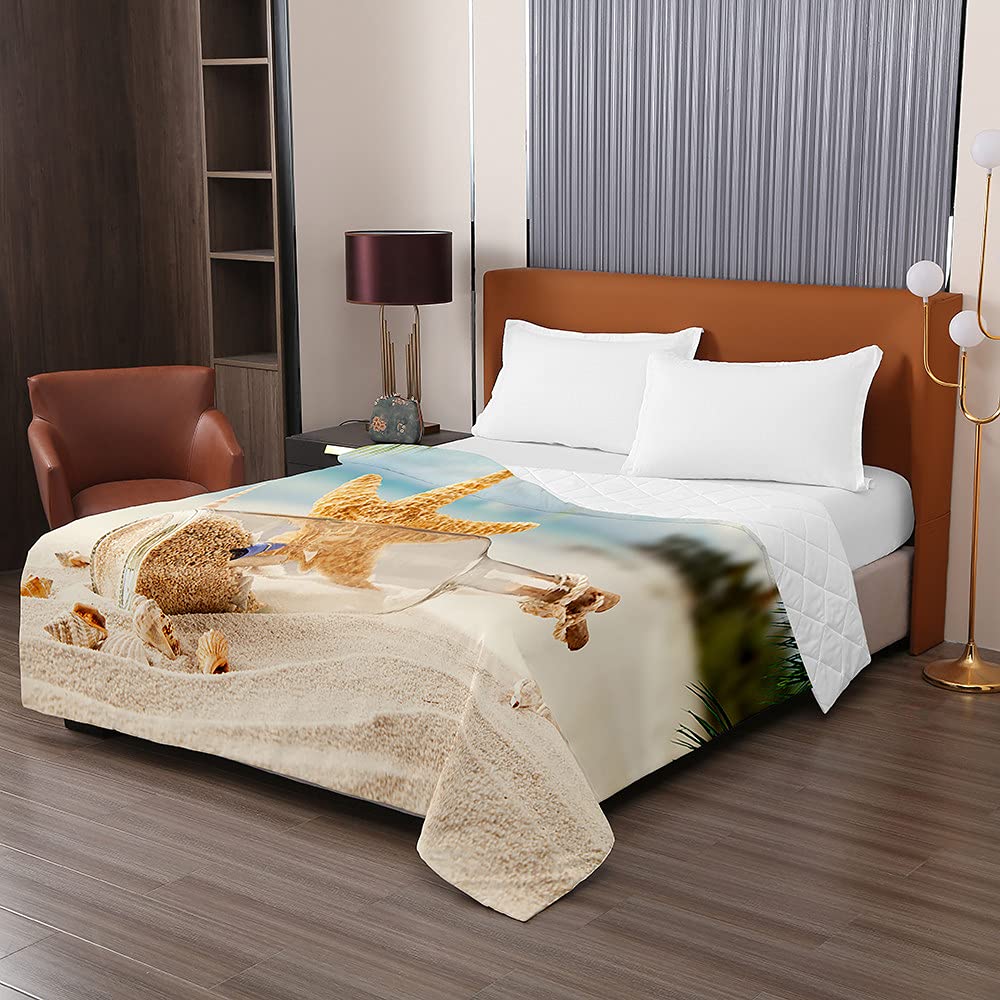 Chickwin Trapuntino Copriletto Matrimoniale Singolo, 3D Paesaggio Stampa Coperta Primaverile Trapunta Estivo Trapuntato Goffrato Coperta Leggera (130x150cm,Tramonto