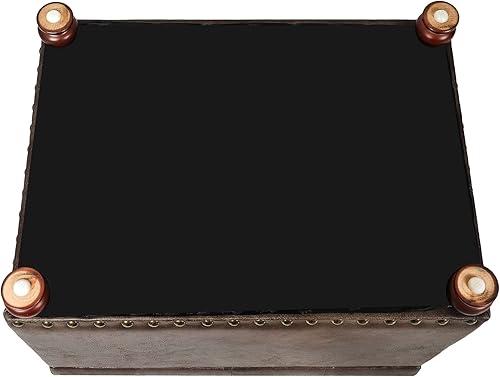 Miniatura 7 de Otomana de cuero de 24 pulgadas con almacenamiento rectangular reposapiés taburete otomano para sala de estar (marrón, textura de cuero)
