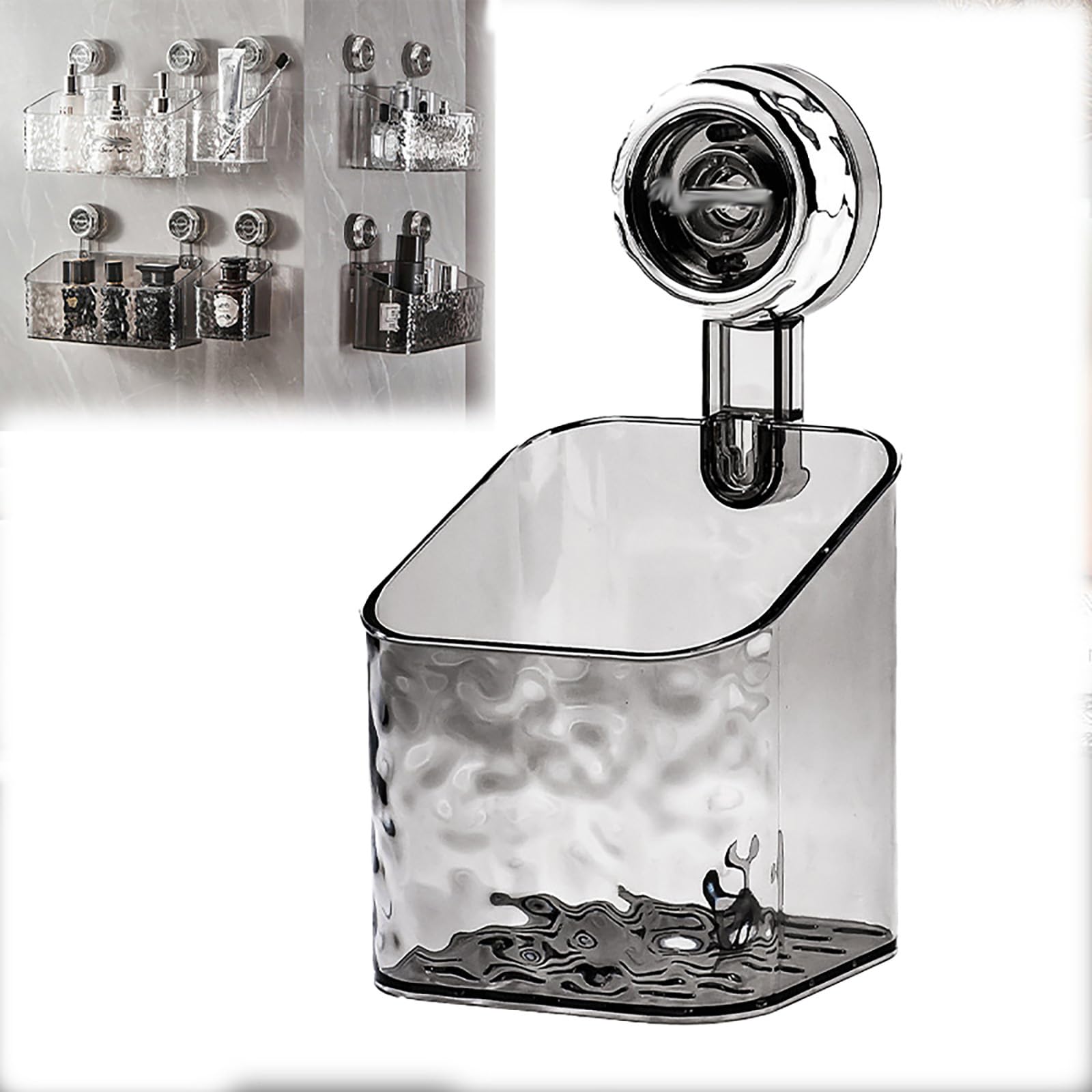 ZZPXMY 2024 New Suction Cup Shower Caddy Shower Basin Suction Cup Acrylic Shower Caddy Light Luxury Style Glacier